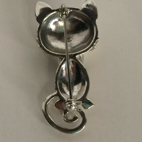 Liz Claiborne Mouse Pin Rhinestone Brooch Blue Eye Costume Jewelry Heart Nose - Picture 6 of 8